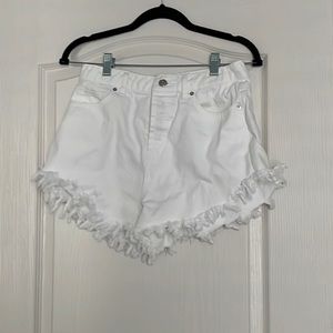 White High Rise Jean Shorts